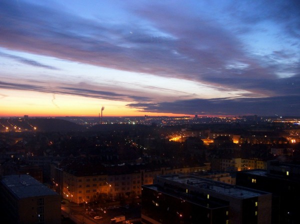 Sonnenaufgang in Prag - fotografiert im November 2003